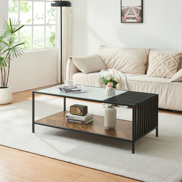 Couchtisch Pärghos 120x60x45 cm Schwarz/Eicheoptik, dunkel [en. casa]