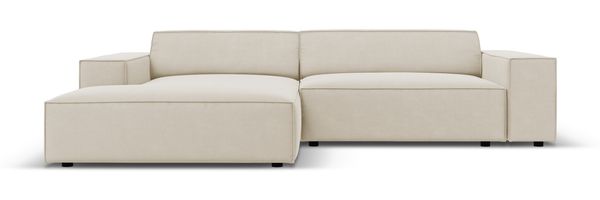 Micadoni Ecksofa Jodie 3-Sitzer Links Samtstoff Dunkelbeige