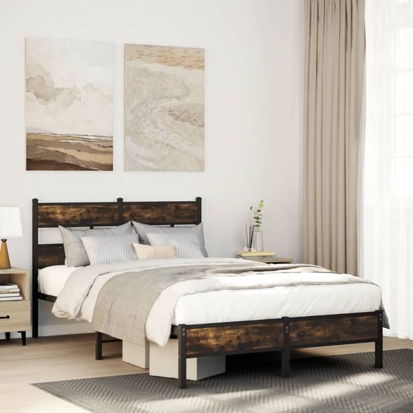 vidaXL Bettgestell ohne Matratze mit Kopfteil Sonoma-Eiche 120x190 cm 4017197