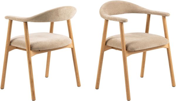 Holzstuhl >Addi< (2er-Set) in Beige, Polyester, Massivholz - 56x75,5x54 (BxHxT)
