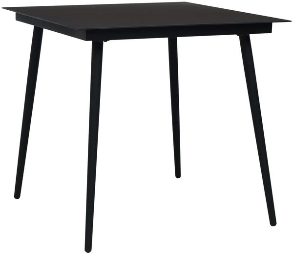 vidaXL Garten-Esstisch Schwarz 80x80x74 cm Stahl und Glas 312157