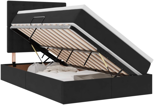 vidaXL Bett mit Stauraum und LED Schwarz 120x200 cm Samt 3372143
