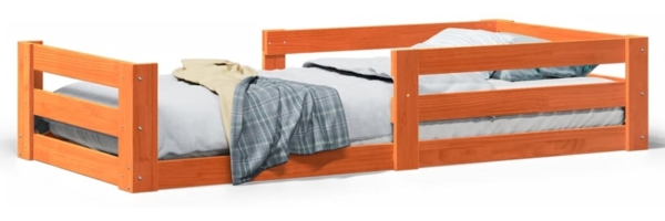 vidaXL Massivholzbett ohne Matratze Wachsbraun 100x200 Kiefernholz 855686