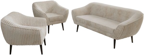 Wohnzimmerset PIRS 1-1-3, Skandinavisches 3-Sitzer Sofa mit Sesseln, Sofa mit Wellenfederung, schwarze Füße, Skandinavisches Möbelset - Beige Cord Bild 8
