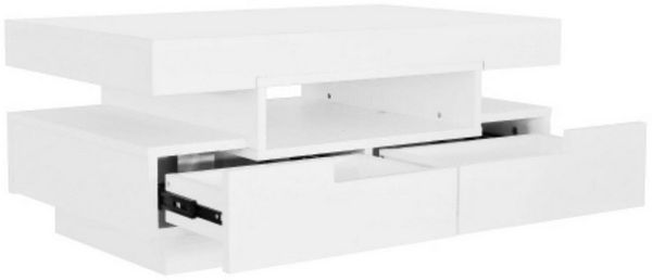 BlingBin Couchtisch Hochglanzoberfläche (80x50x36 cm), LED-Licht, 4 Schubladen, viel Stauraum - praktisch & stilvoll