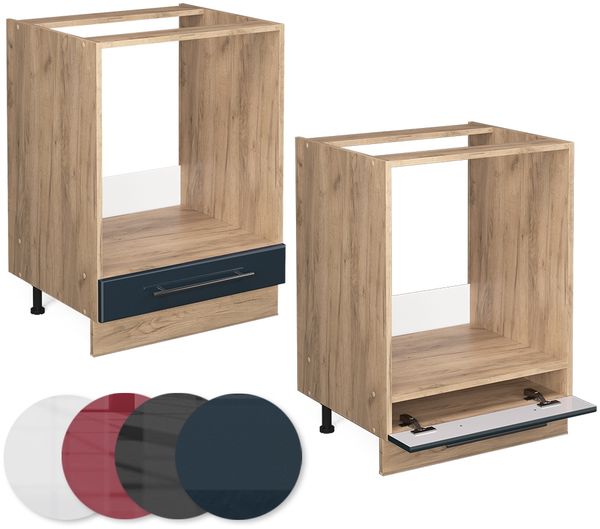 Herdumbauschrank Fame-Line Dunkelblau Hochglanz 60 cm ohne Arbeitsplatte Vicco Bild 5