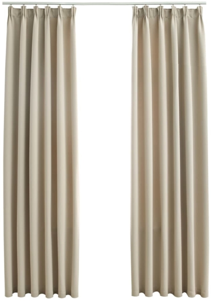 vidaXL Verdunkelungsvorhänge mit Haken 2 Stk. Beige 140x175cm 134446