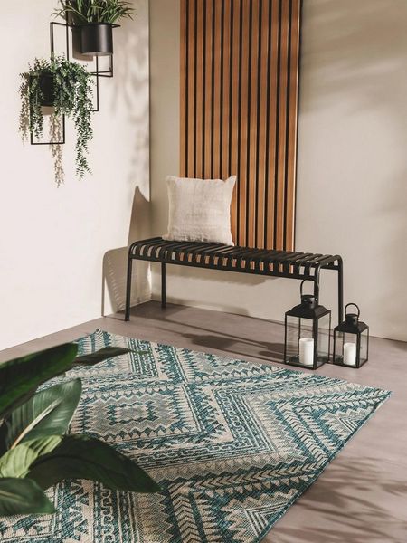 benuta Outdoorteppich Cleo, rechteckig, Höhe: 5 mm, Teppich Wohnzimmer, Schlafzimmer, Esszimmer, Flur, Kunstfaser, Cozy