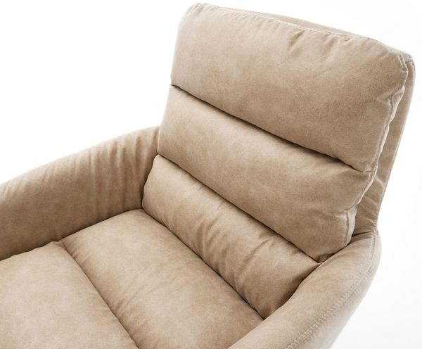 Esszimmerstuhl Abelia-Flex mit Armlehnen Mikrofaser Beige Vintage Kufengestell Edelstahl Bild 4