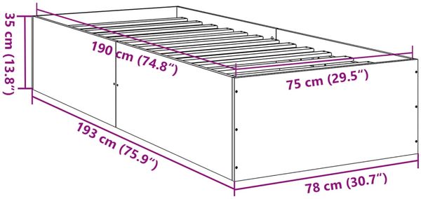 vidaXL Bettgestell Weiß 75x190 cm Holzwerkstoff 841986 Bild 10