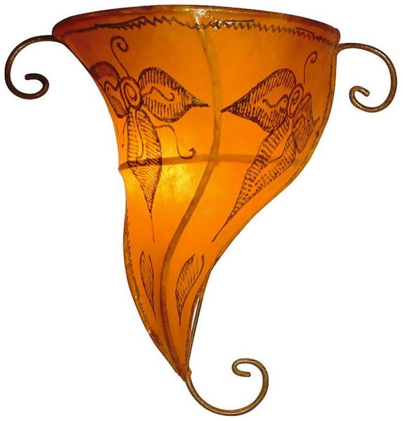 Marrakesch Orient & Mediterran Interior Wandleuchte Mediterrane Wandleuchte Sanaa Orange H 35 cm, 100% Handarbeit, Handarbeit