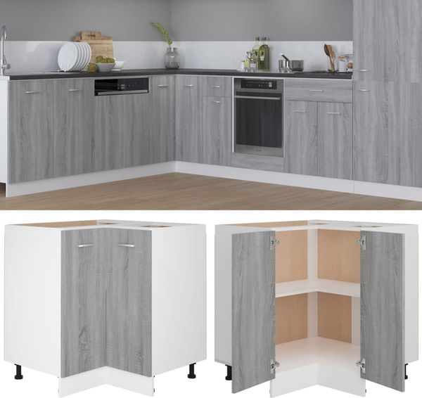 vidaXL Küchenschrank Lyon Grau Sonoma 75,5x75,5x81,5 cm Holzwerkstoff 815583