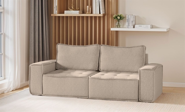 Sofa Modulsofa 2-teilig SANDE 2-Sitzer Stoff Alpine Toffee