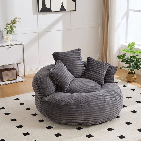 OKWISH Sitzsack Liegesessel mit hoher Rückenlehne und 3 Kissen (Einzelsofa Sofa)