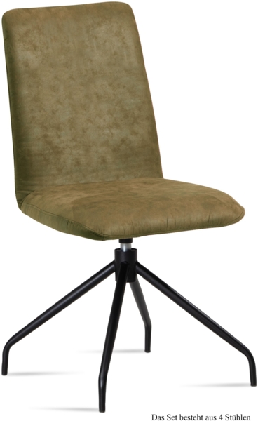 Esszimmerstuhl drehbar (4er-Set) Divona 47x92x60 Schwarz/Olivgrün