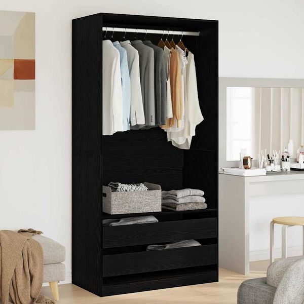 vidaXL Kleiderschrank mit Regal Schwarz Eichen-Optik 100 x 50 x 200 cm 3329299