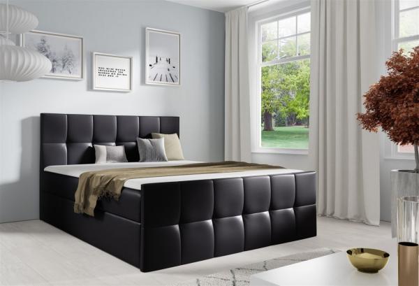 Boxspringbett Schlafzimmerbett CARMEN LUX 200x220cm Kunstleder Madryt Schwarz