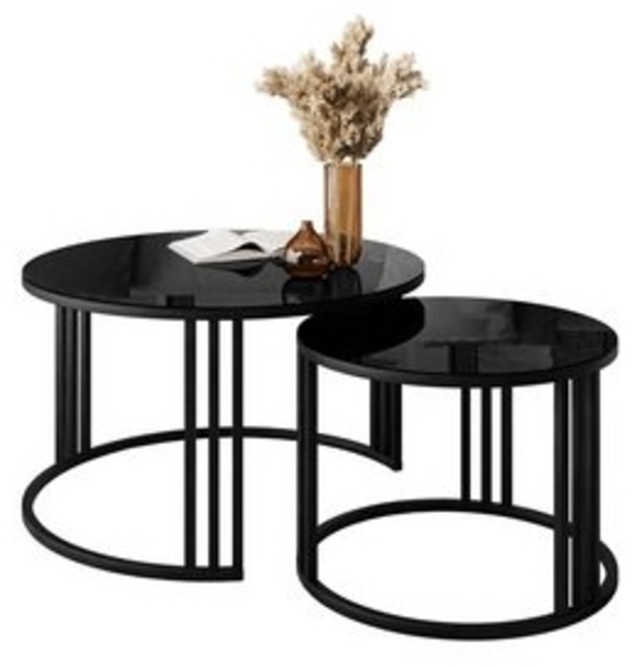 Lookway Couchtisch LORI GLASS 2in1 mit eleganter Tischplatte aus Glas (2er Set), Durchmesser: ⌀70 cm und ⌀50 cm Bild 6