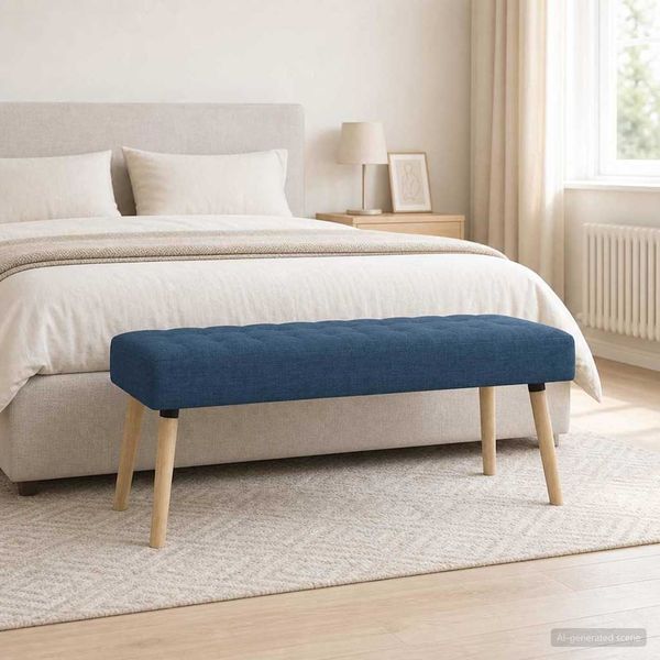 vidaXL Kanalgepolsterte Bank Blau 110 x 40 x 46 cm Stoff 42038495