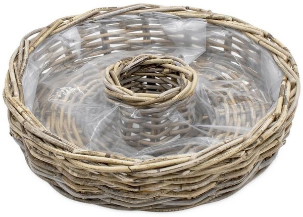 Spetebo Pflanzschale Rattan Blumenschale natur mit Folie - 40 cm (Anzahl, 1 St, Stück), zum direkten Bepflanzen geeignet