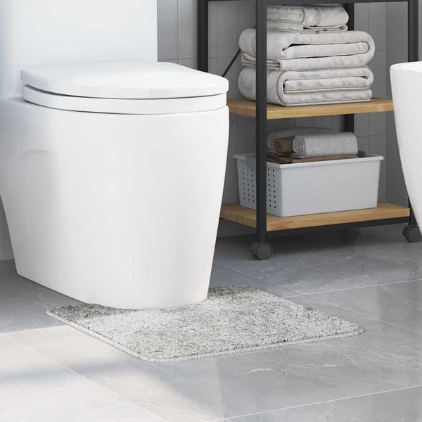 vidaXL Rutschfeste Badematte mit Toilettenausschnitt Grau 50 x 50 cm 4019815