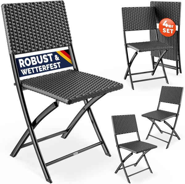 CASARIA® Polyrattan Klappstuhl 4er Set Anthrazit leicht