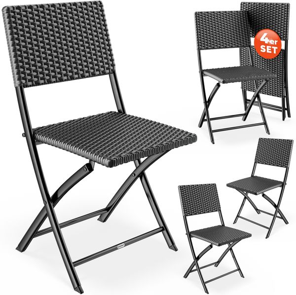 CASARIA® Polyrattan Klappstuhl 4er Set Anthrazit leicht