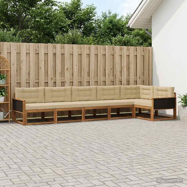 vidaXL Outdoor-Sofagarnitur mit Kissen 6 pcs Natur und Beige 3382596