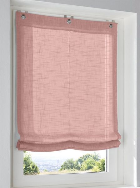 Rollo Raffrollo, heine, halbtransparent, Ösen mit Fensterhaken