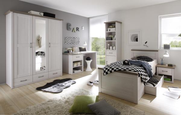 Bettgestell >Lebbie< in Pinie Weiß - 96x90x205cm (BxHxT) Bild 4