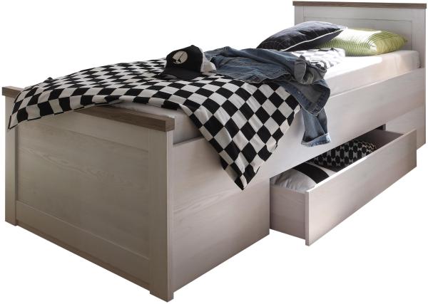 Bettgestell >Lebbie< in Pinie Weiß - 96x90x205cm (BxHxT) Bild 2