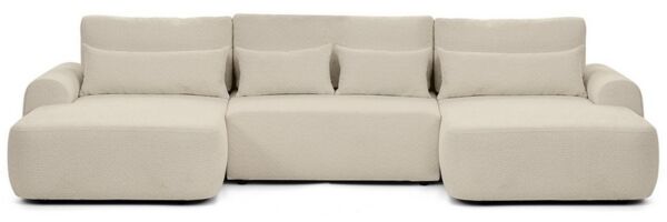Beautysofa Ecksofa Oliver U-Form mit Schlaffunktion & Bettkasten, Großes Sofa mit Bouclé Stoff QUELLE, 6 Farben, Breite: 355 cm