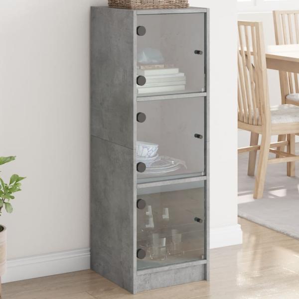 vidaXL Highboard mit Glastüren Betongrau 35x37x109 cm 836388