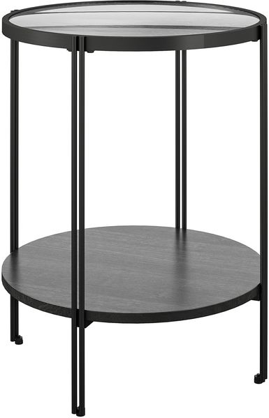 Beistelltisch >Ælva< Glas / Metall, in matt Schwarz - 44x55x44cm (BxHxT)