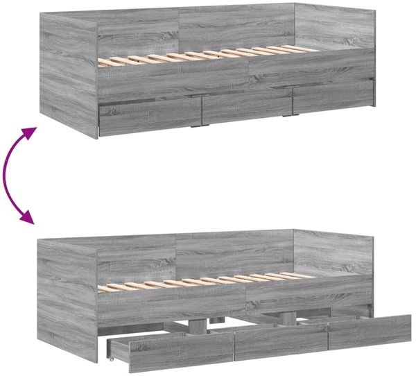 vidaXL Tagesbett mit Schubladen ohne Matratze Grau Sonoma 100x200 cm 3280816 Bild 8