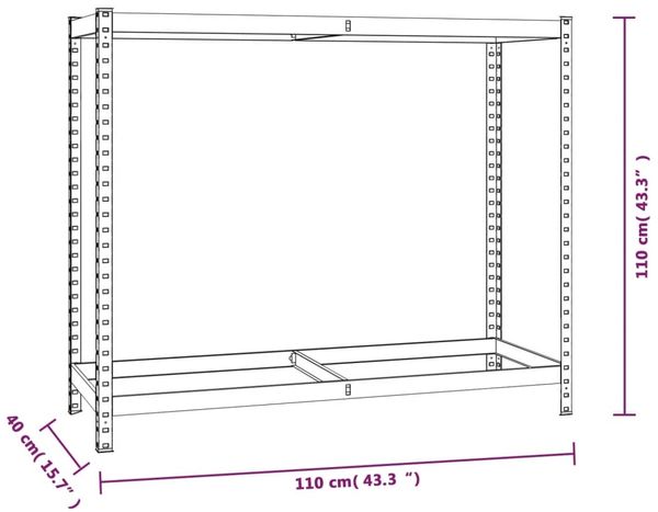 vidaXL Reifenregale mit 2 Böden 4 Stk. Silbern 110x40x110 cm Stahl 3154231 Bild 9