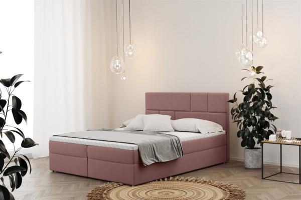 Boxspringbett Schlafzimmerbett CALVIN 160x220cm in Stoff Matt Velvet Altrosa