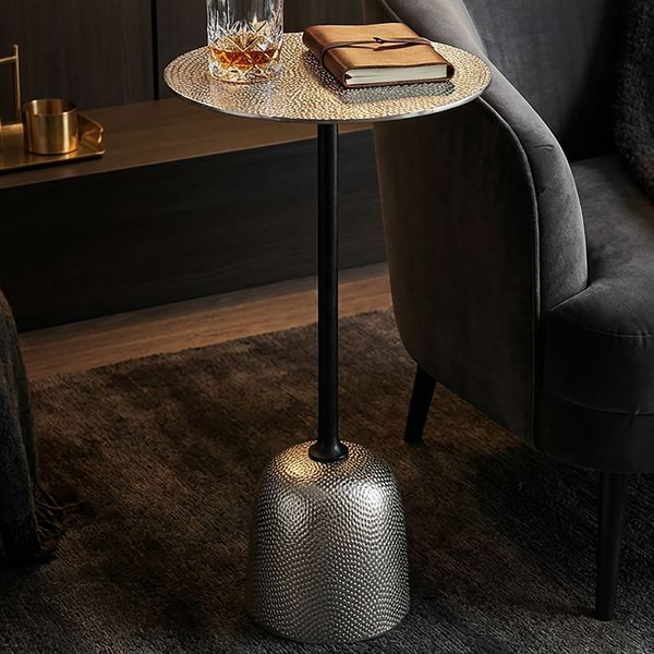 FINEBUY Beistelltisch FB113676 Beistelltisch Anstelltisch Metall Wohnzimmertisch Dekotisch (Stilvolle Ablage für moderne Wohnkonzepte), Elegante Tischlösung mit strukturierter Oberfläche