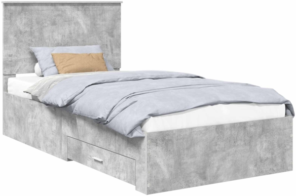 vidaXL Bettrahmen mit Kopfteil Beton Grau 100x200 cm Holzwerkstoff 3411344