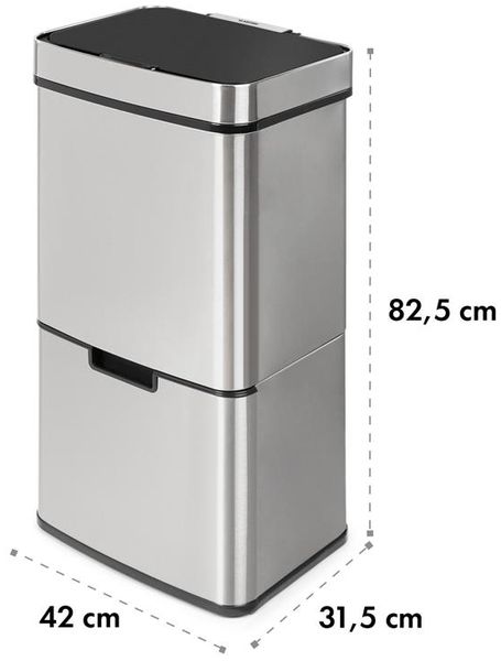 Klarstein Touchless Mülleimer Sensor-Mülleimer, 72 Liter Volumen in 4 Behältern: 43 & 2 x 12,5 Liter, Bio-Eimer mit Deckel: 4 Liter, touchless: automatisches Öffnen und Schließen, silber Bild 12