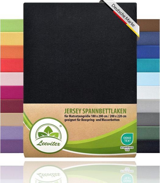 leevitex® Spannbettlaken Spannbettlaken Boxspringbett & Wasserbett Spannbettlaken 150 g/m², Gummizug: rundum, Mako-Baumwolle, ÖkoTex, 180x200 – 200x220 cm + 40 cm Steg