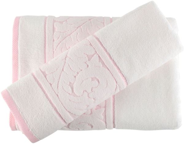 Handtuchset (2 Stück), 'Sultan ', Weiß, Rosa