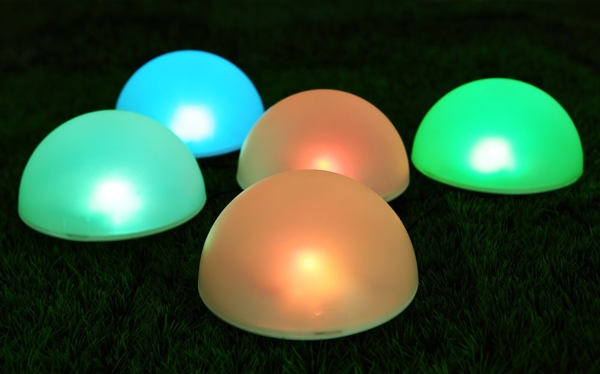 5er Set RGB LED Solarleuchten, Halbkugeln, weiß, 15 cm Bild 10