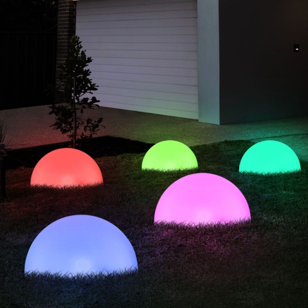 5er Set RGB LED Solarleuchten, Halbkugeln, weiß, 15 cm Bild 7