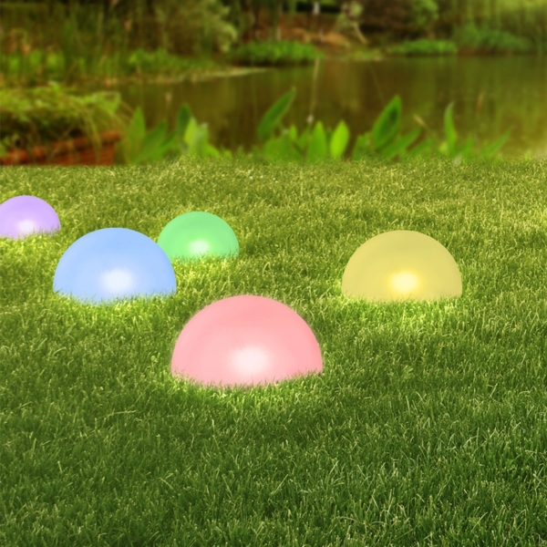 5er Set RGB LED Solarleuchten, Halbkugeln, weiß, 15 cm Bild 9