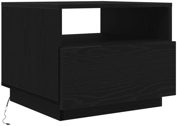 vidaXL Couchtisch mit LED-Leuchten Schwarz Eichen-Optik 50x49x40 cm 862253