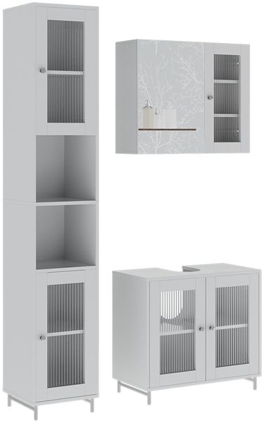 Badmöbel-Set Malte Weiß 3 Teile mit Hochschrank Vicco