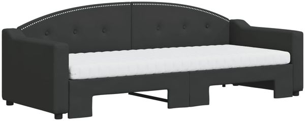 vidaXL Tagesbett Ausziehbar mit Matratzen Schwarz 80x200 cm Stoff 3197545 Bild 3