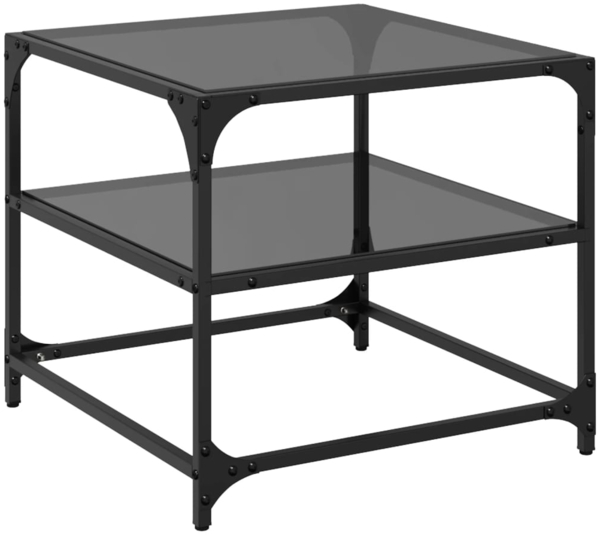 vidaXL Couchtisch mit Glasplatte Schwarz 50x50x45 cm Stahl 846008