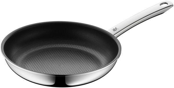 WMF Bratpfanne Profi Resist Stielpfanne mit beschichtetem Schüttrand, 24 cm, 3-Schicht-Material: Edelstahl rostfrei, Aluminium, Chromstahl (24 cm (Höhe 5 cm), 1-tlg, optimal für Herdplatten mit Ø 18 cm), Made in Germany